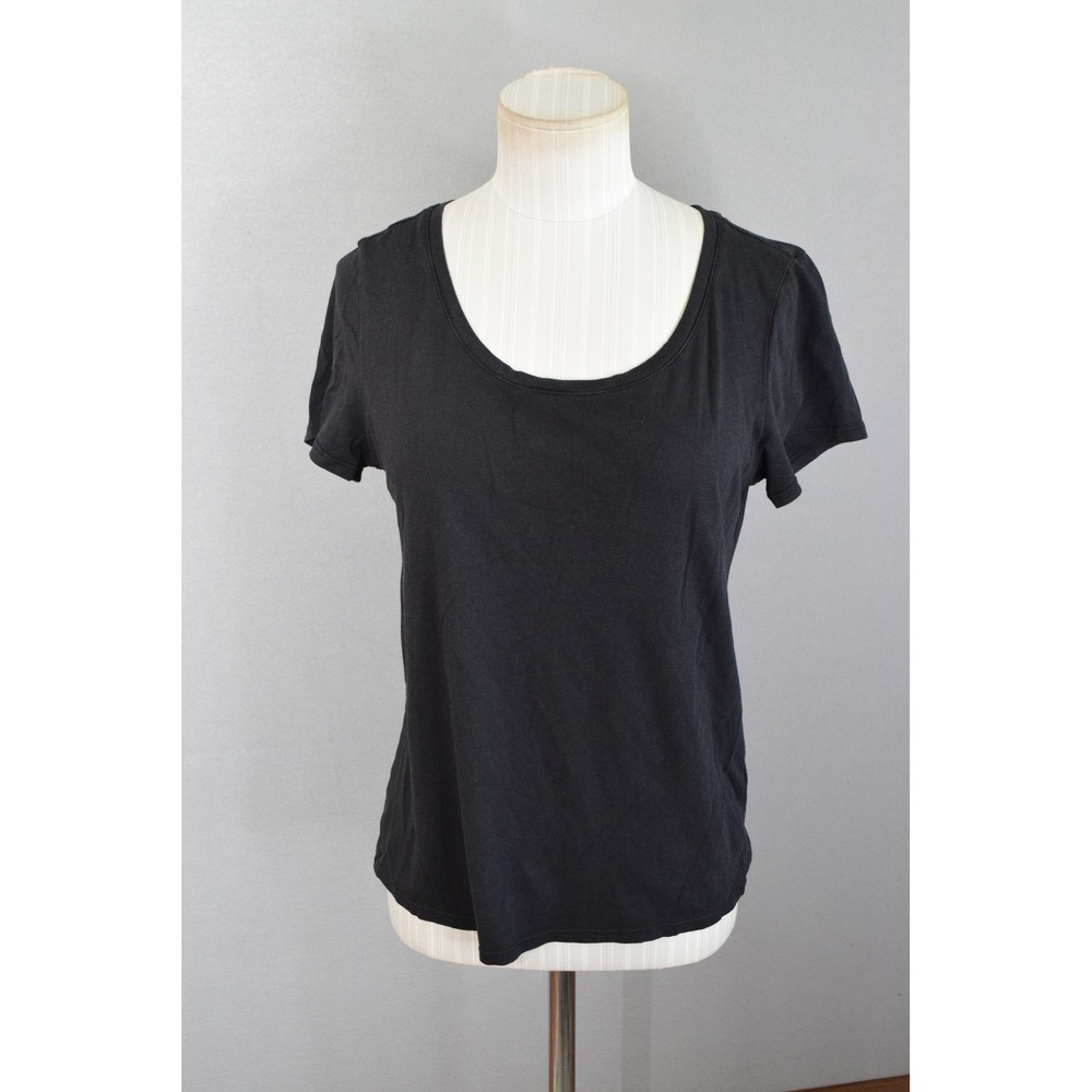 Quince Scoop Neck Tee Size S Black Cotton Modal Short Sleeve Womens Basic Shirt